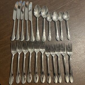 GS Gourmet Settings Stainless "Old World" Glossy 22 Pc Lot Forks Spoons Knives